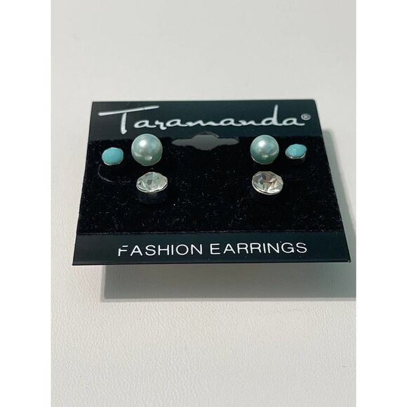 Taramanda Trio Earring Set CZ‎ Studs Tiny Stud Blue - Picture 2 of 8
